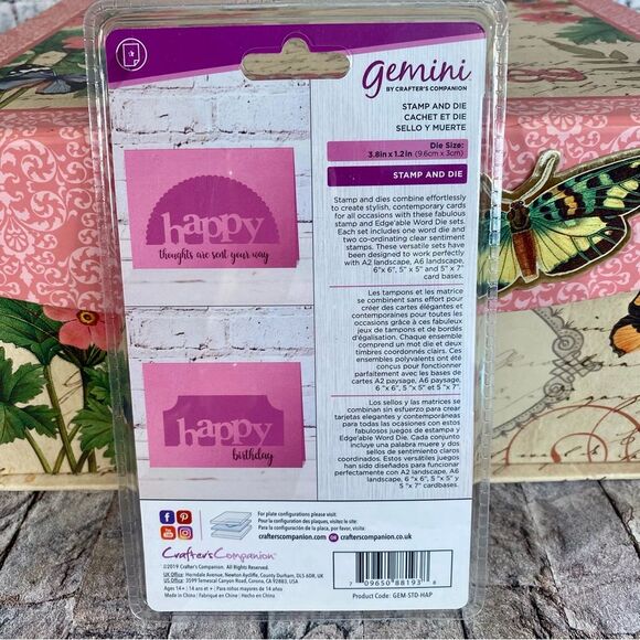 Gemini Crafters Companion Happy Stamp Die Set 3.8 by 1.2 Card Making Scrapbooks - Picture 4 of 4